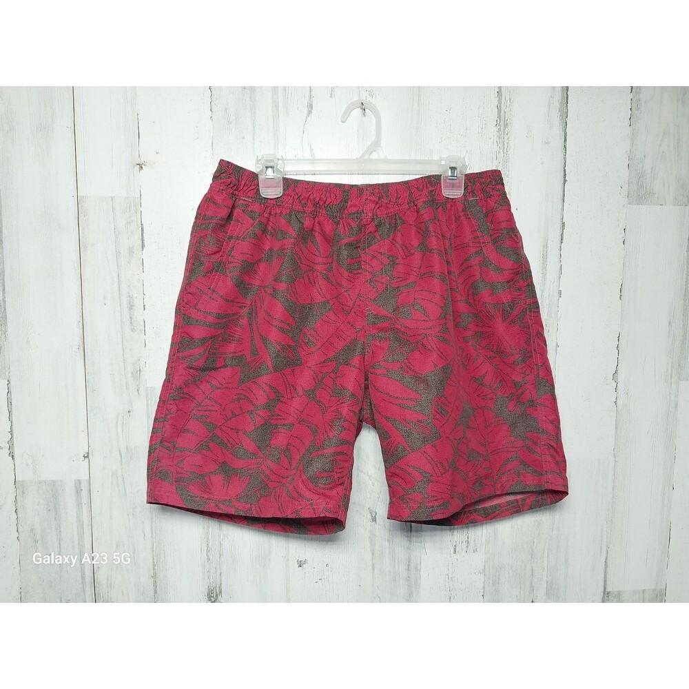 EDDIE BAUER MENS RED FLORAL SWIM TRUNK SHORTS SIZe Large